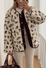 Rosa Clothing *BEST SELLER* Floral Sherpa Jacket in Coffee Daisy