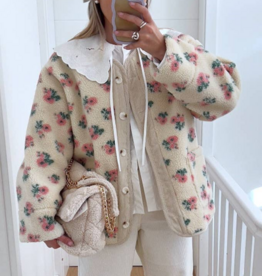 Rosa Clothing *BEST SELLER* Floral Sherpa Jacket in Pink Daisy