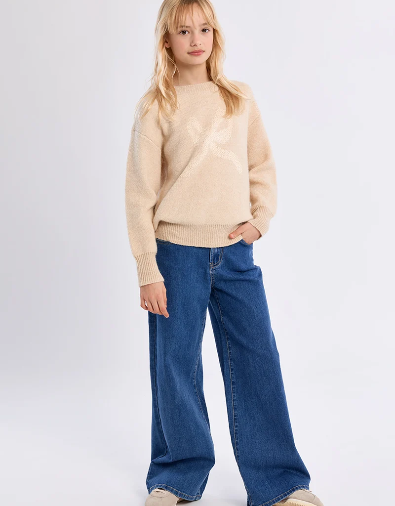 Molly Bracken Kids Berri Bow Kids Pullover in Beige