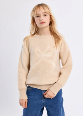 Molly Bracken Kids Berri Bow Kids Pullover in Beige