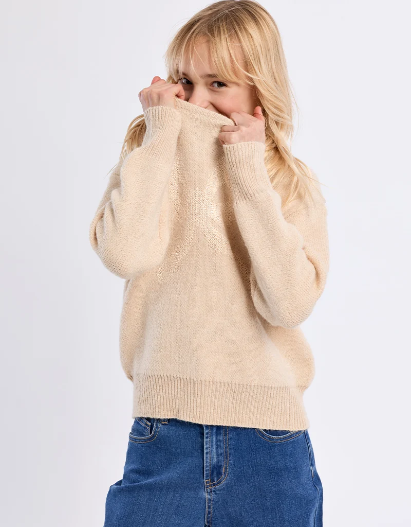 Molly Bracken Kids Berri Bow Kids Pullover in Beige