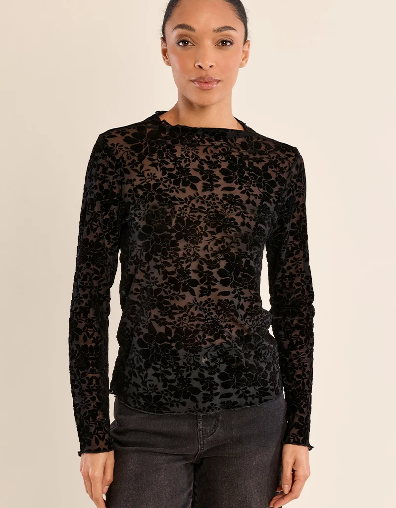 Molly Bracken Kasia Burnout Turtleneck in Black