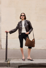 Nat & Nin Moreen Slouch Bag in Ebene Brown Suede