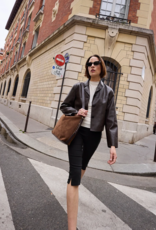 Nat & Nin Moreen Slouch Bag in Ebene Brown Suede