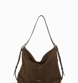 Nat & Nin Moreen Slouch Bag in Ebene Brown Suede