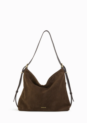 Nat & Nin Moreen Slouch Bag in Ebene Brown Suede
