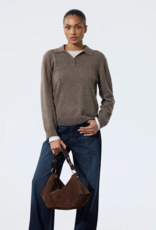 Nat & Nin Hera Two Strap Slouch Bag in Ebene Brown Suede