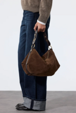 Nat & Nin Hera Two Strap Slouch Bag in Ebene Brown Suede