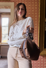 Nat & Nin Hera Two Strap Slouch Bag in Ebene Brown Suede