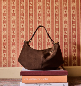 Nat & Nin Hera Two Strap Slouch Bag in Ebene Brown Suede
