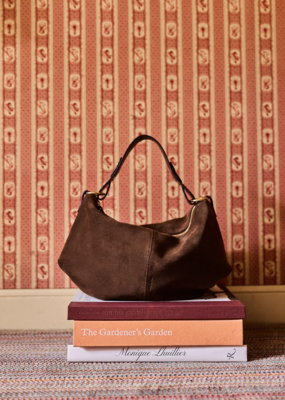 Nat & Nin Hera Two Strap Slouch Bag in Ebene Brown Suede