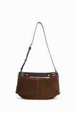Nat & Nin Hera Two Strap Slouch Bag in Ebene Brown Suede