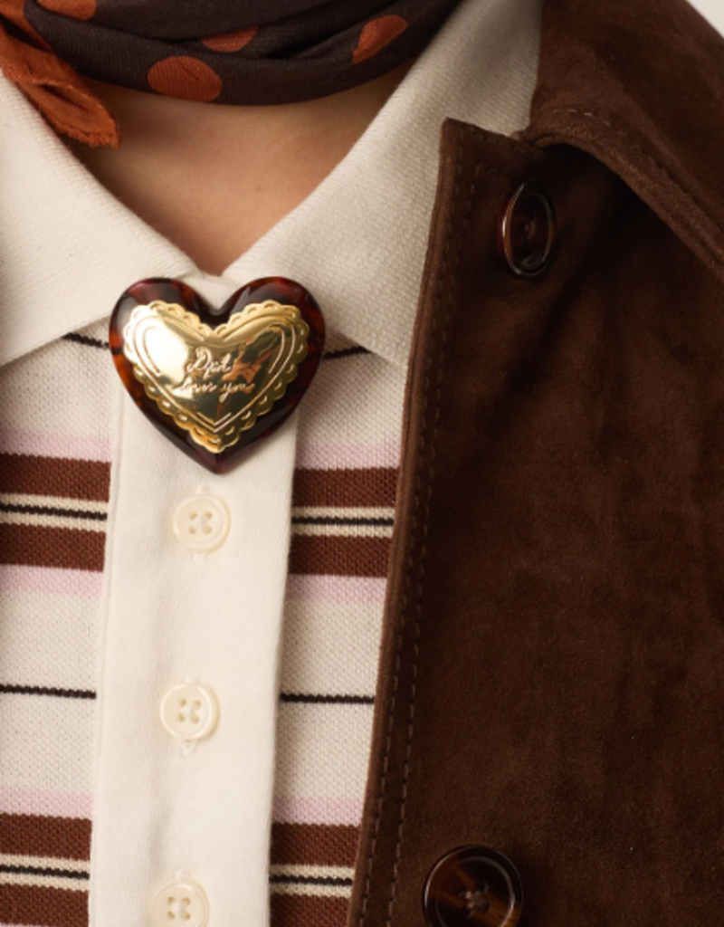Des Petits Hauts Pamela Heart Brooch "DPH Loves You"