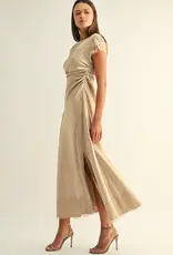 Adelyn Rae Camila Lace Satin Maxi Dress In Champagne