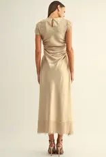 Adelyn Rae Camila Lace Satin Maxi Dress In Champagne