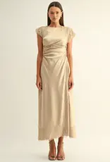 Adelyn Rae Camila Lace Satin Maxi Dress In Champagne