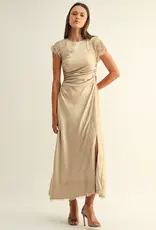 Adelyn Rae Camila Lace Satin Maxi Dress In Champagne