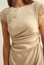 Adelyn Rae Camila Lace Satin Maxi Dress In Champagne