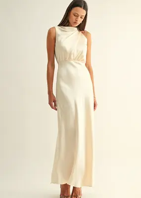 Adelyn Rae *Best Seller* Kate Cowl Maxi Dress in Champagne