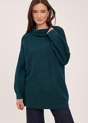 Gentle Fawn Astrid Oversized Sweater with Mock Collar in Spruce Green