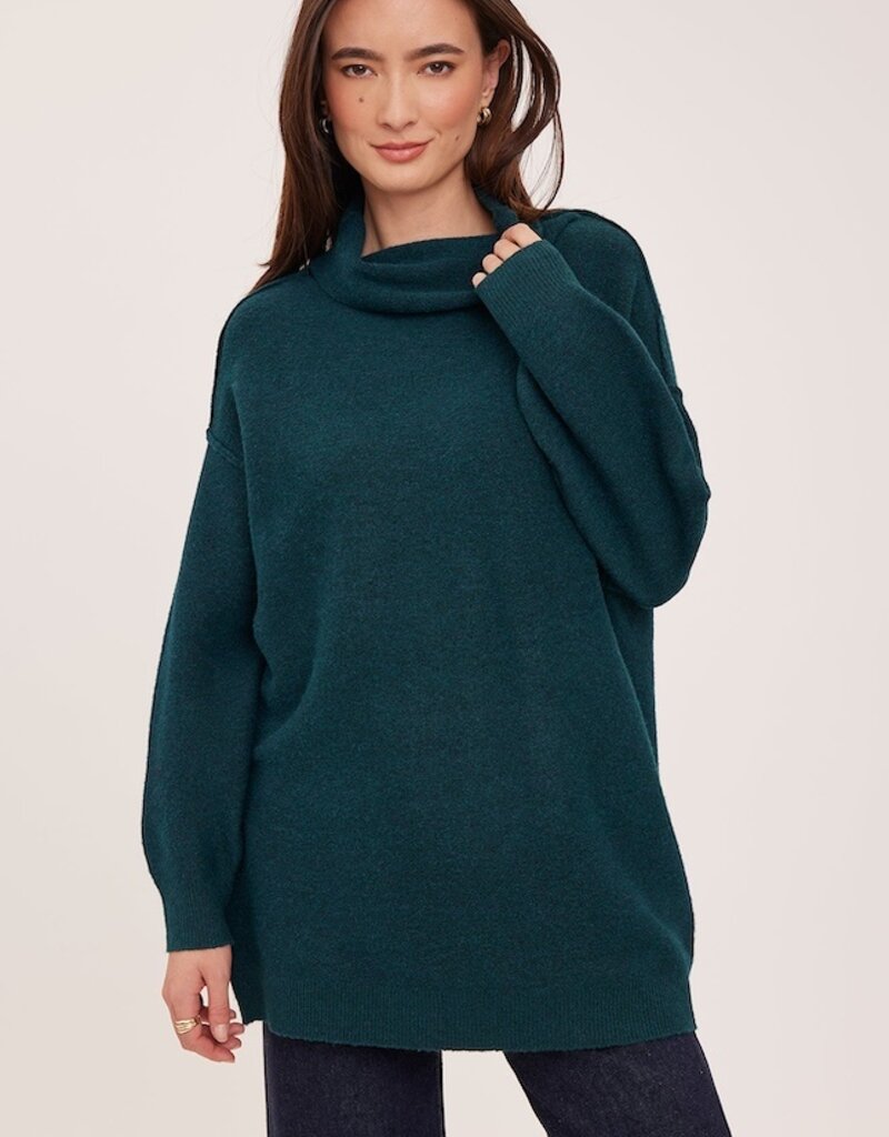 Gentle Fawn Astrid Oversied Sweater with Mock Collar in Spruce Green