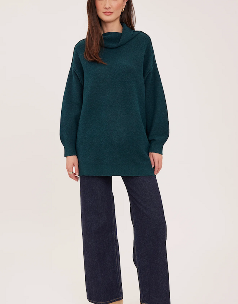 Gentle Fawn Astrid Oversied Sweater with Mock Collar in Spruce Green
