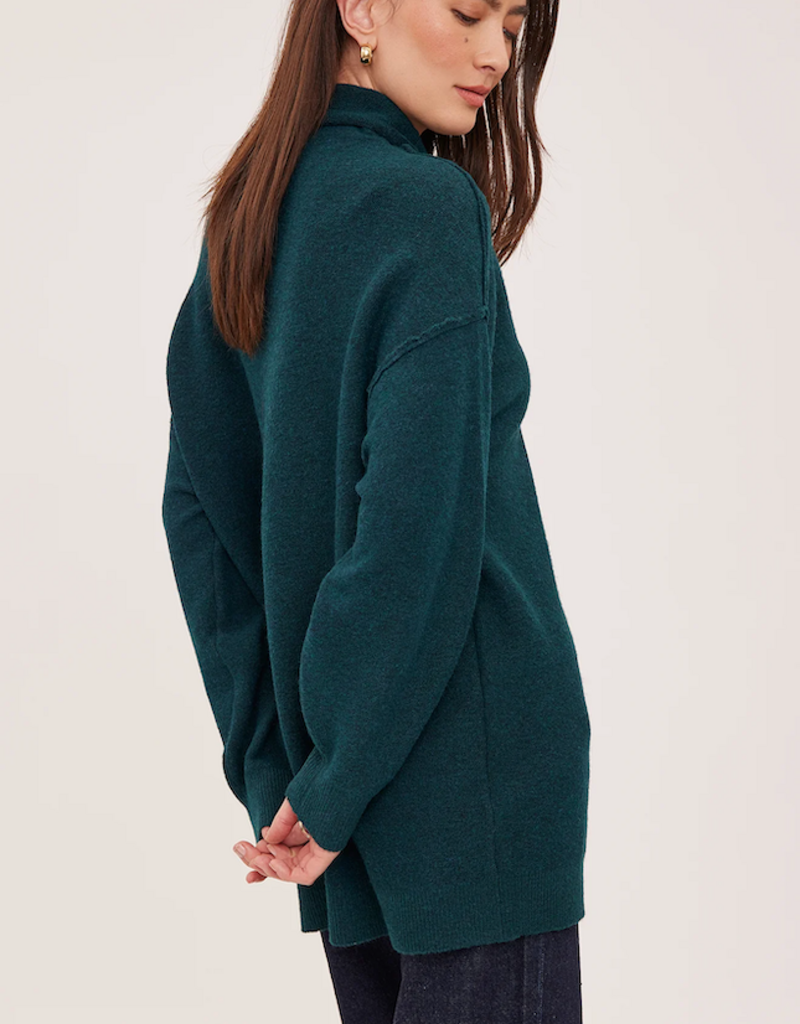 Gentle Fawn Astrid Oversied Sweater with Mock Collar in Spruce Green