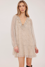 Gentle Fawn Esmeralda Long Sleeve Mini Dress With Collar Detail in Cream Polka-Dot