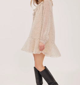 Gentle Fawn Esmeralda Long Sleeve Mini Dress With Collar Detail in Cream Polka-Dot