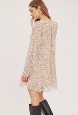 Gentle Fawn Esmeralda Long Sleeve Mini Dress With Collar Detail in Cream Polka-Dot