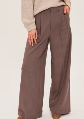Gentle Fawn Collins Double Pleated Pinstripe Pant in Café
