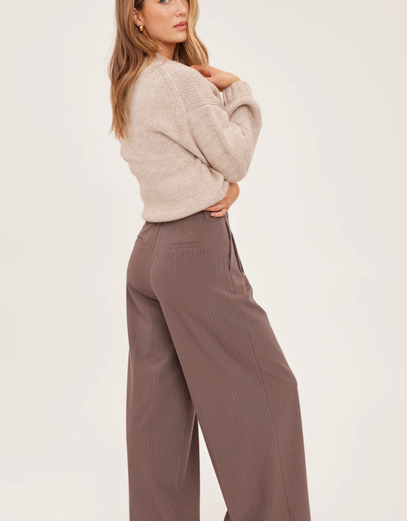 Gentle Fawn Collins Double Pleated Pinstripe Pant in Café