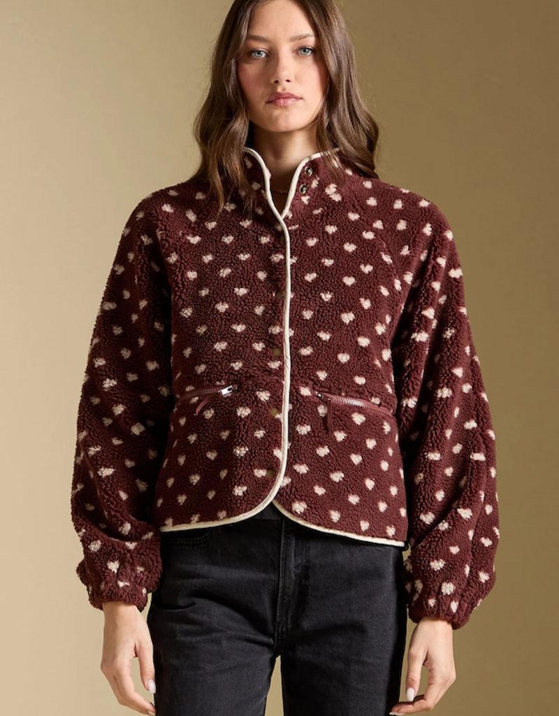 Saltwater Luxe Deeda Sherpa Jacket With Snaps in Merlot