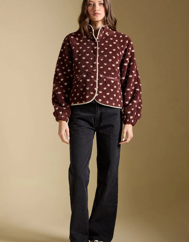 Saltwater Luxe Deeda Sherpa Jacket With Snaps in Merlot