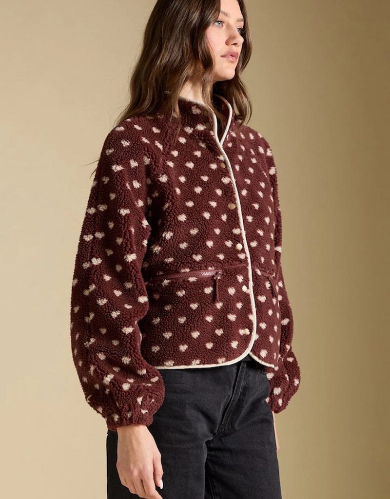 Saltwater Luxe Deeda Sherpa Jacket With Snaps in Merlot