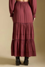 Saltwater Luxe Jaycee Tiered Midi Skirt in Merlot