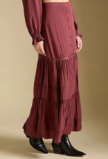 Saltwater Luxe Jaycee Tiered Midi Skirt in Merlot