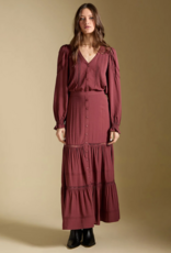 Saltwater Luxe Jaycee Tiered Midi Skirt in Merlot