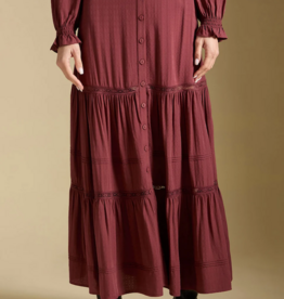 Saltwater Luxe Jaycee Tiered Midi Skirt in Merlot