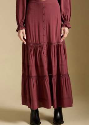 Saltwater Luxe Jaycee Tiered Midi Skirt in Merlot