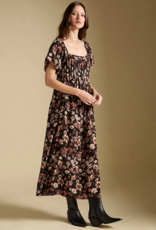 Saltwater Luxe Quinlie Puff Sleeve Midi Dress in Multi Floral