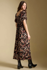 Saltwater Luxe Quinlie Puff Sleeve Midi Dress in Multi Floral