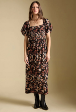 Saltwater Luxe Quinlie Puff Sleeve Midi Dress in Multi Floral