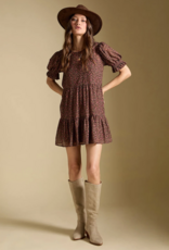 Saltwater Luxe Ginna Puff Sleeve Mini Dress in Mocha