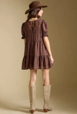 Saltwater Luxe Ginna Puff Sleeve Mini Dress in Mocha