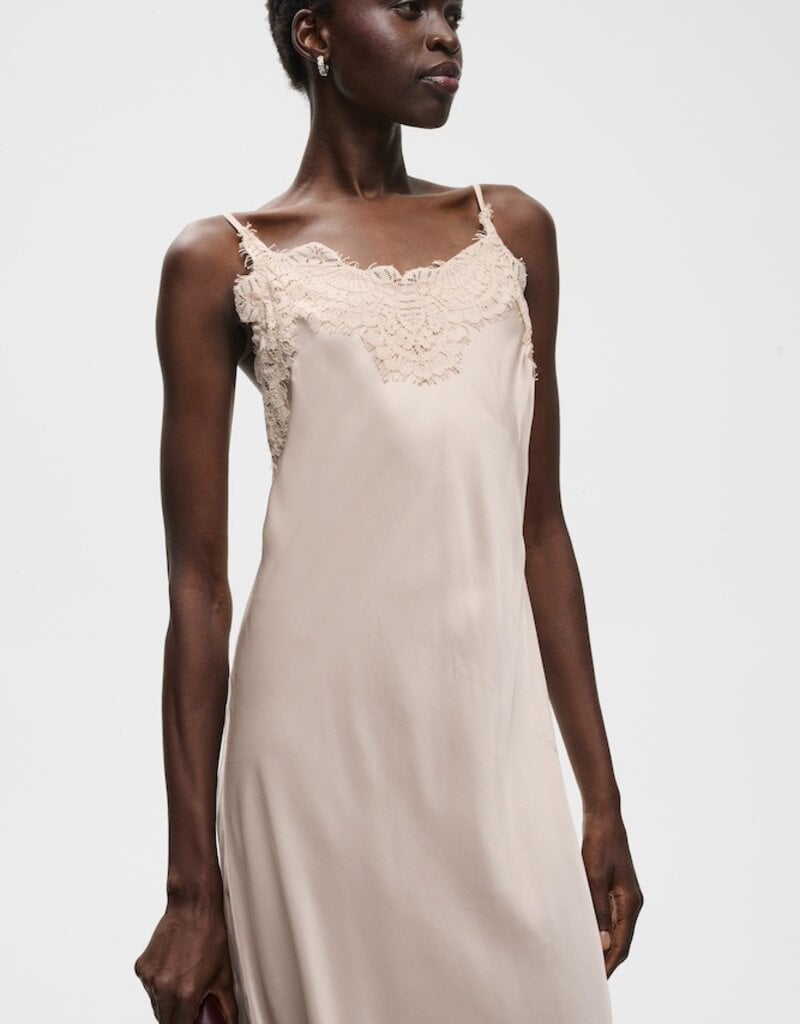 InWear Orah Lace Detail Slip Dress in Cream Haze