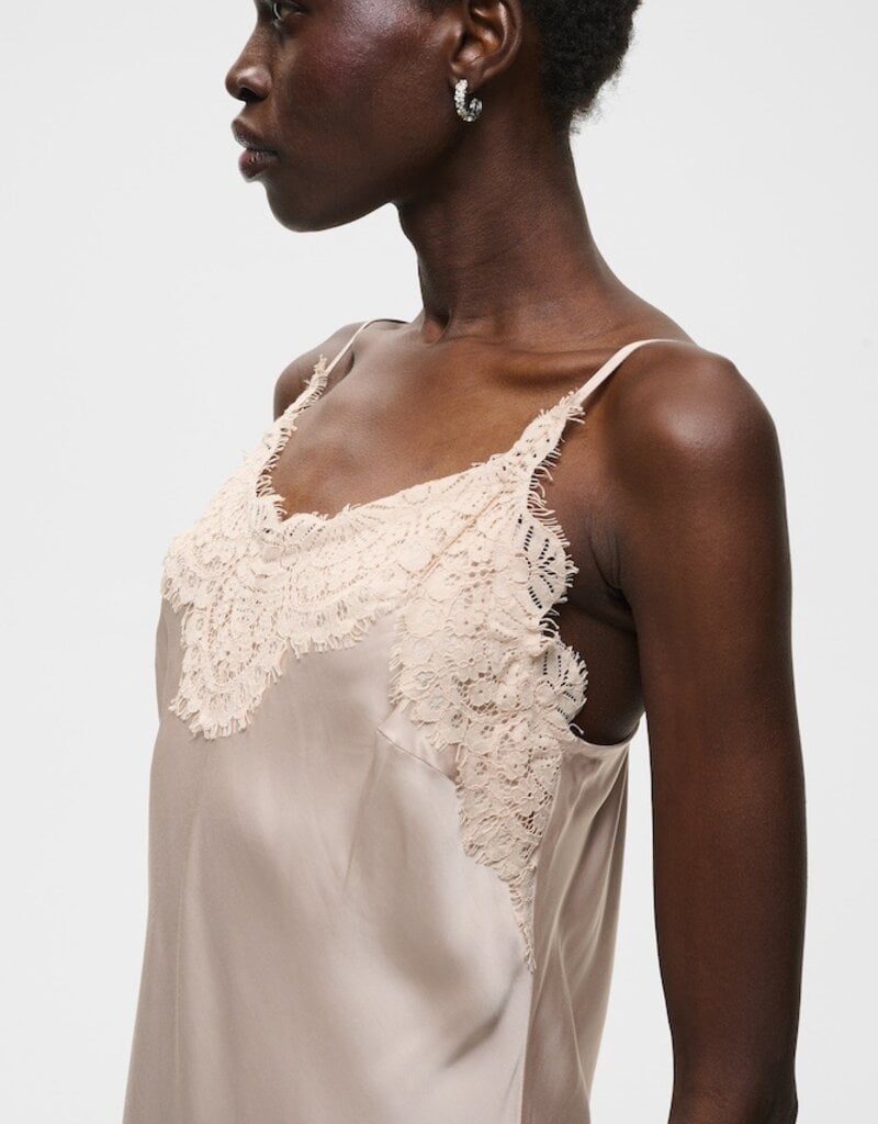 InWear Orah Lace Detail Slip Dress in Cream Haze