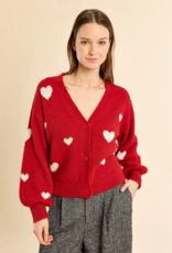 Molly Bracken Bradi Heart Cardigan in Red