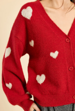 Molly Bracken Bradi Heart Cardigan in Red
