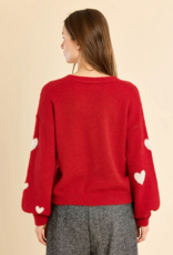 Molly Bracken Bradi Heart Cardigan in Red